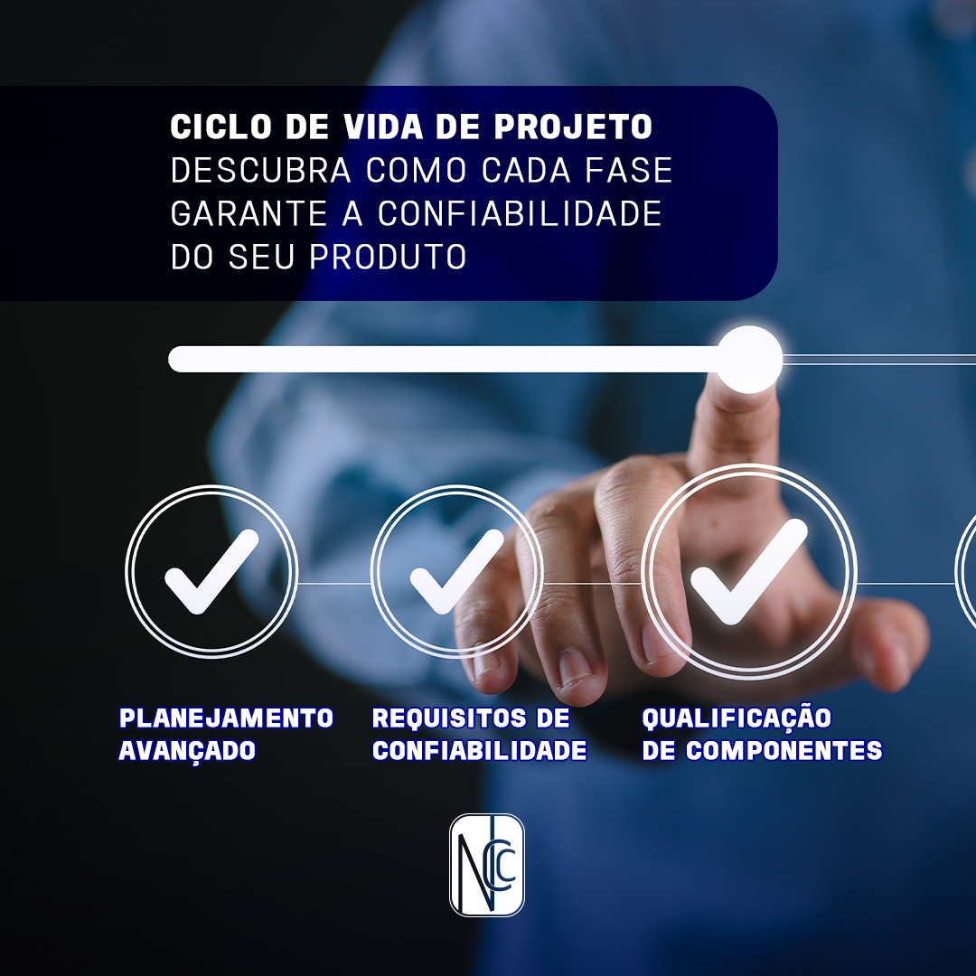 Dedo apontando sinais de ok com os dizeres: Ciclo de vida de projeto: Descubra como cada fase garante a confiabilidade do seu produto